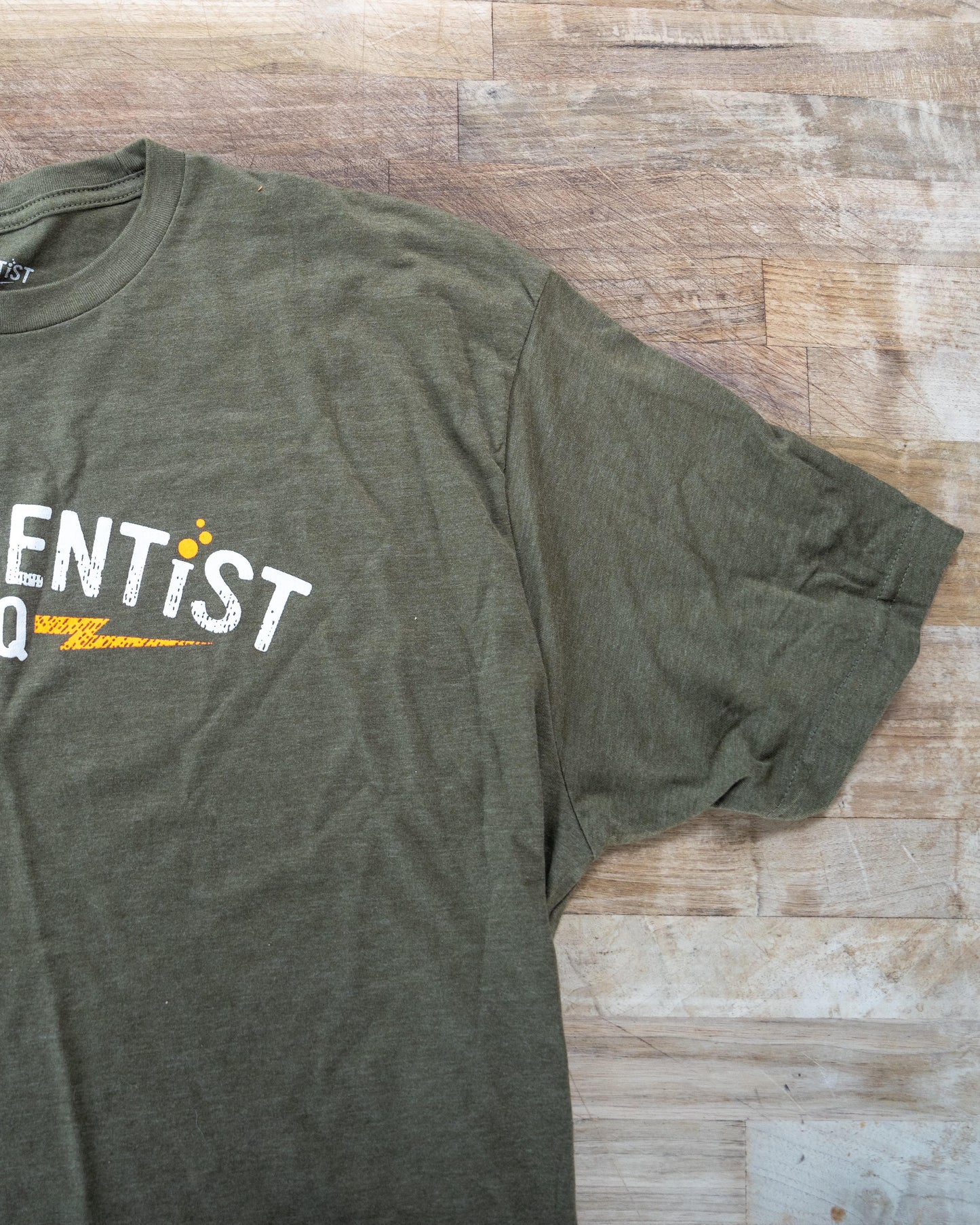 Military Green Mad Scientist BBQ Logo Tee